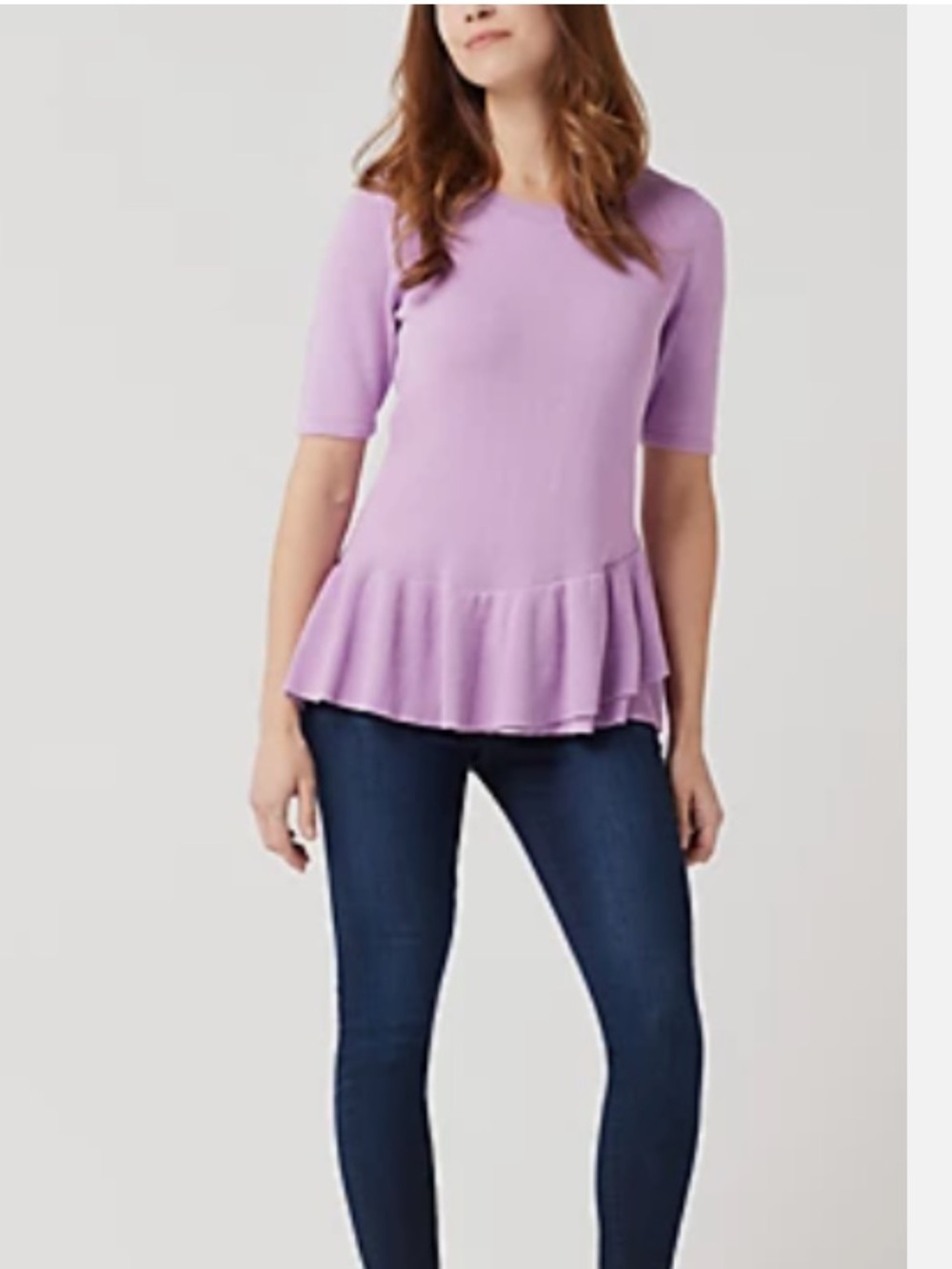 NWOT Isaac Mizrahi Live! - Elbow Sleeve Ruffle Peplum Sweater Top SZ 3X in Lilac